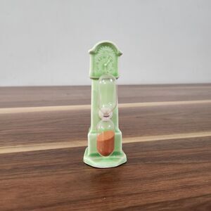 Vintage Porcelain Figural Grandfather Clock Egg Timer Turning Glass Germany